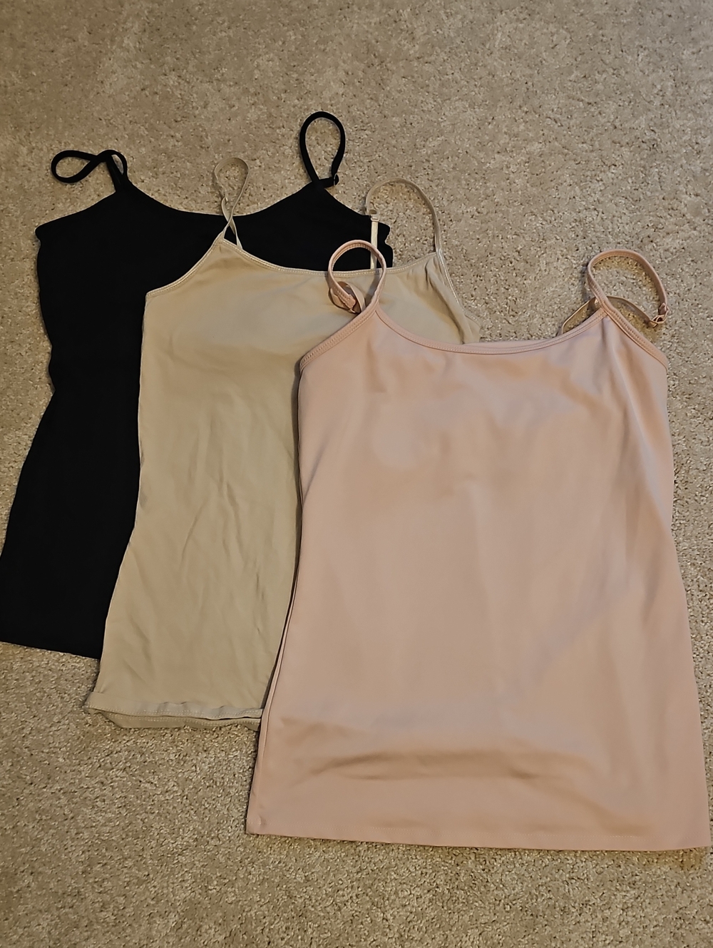 Women's Black, Beige, and Light Pink Camisole Trio